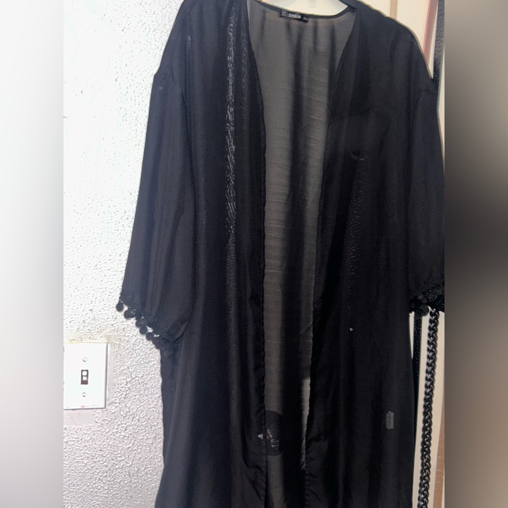 SHEIN Black Sheer Kimono Jacket